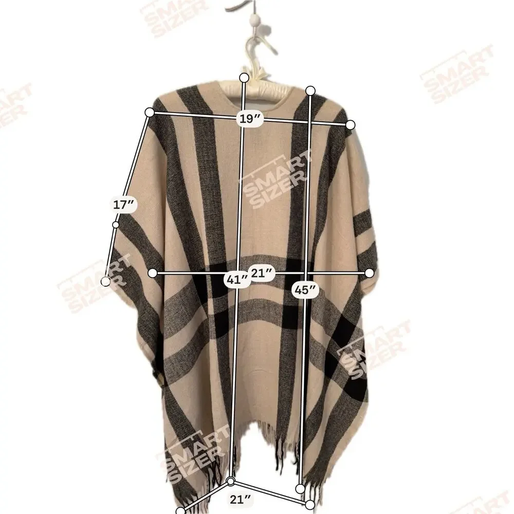 Banana Republic Erin Plaid Fringe Ruana Poncho Cashmere Blend OS NWT